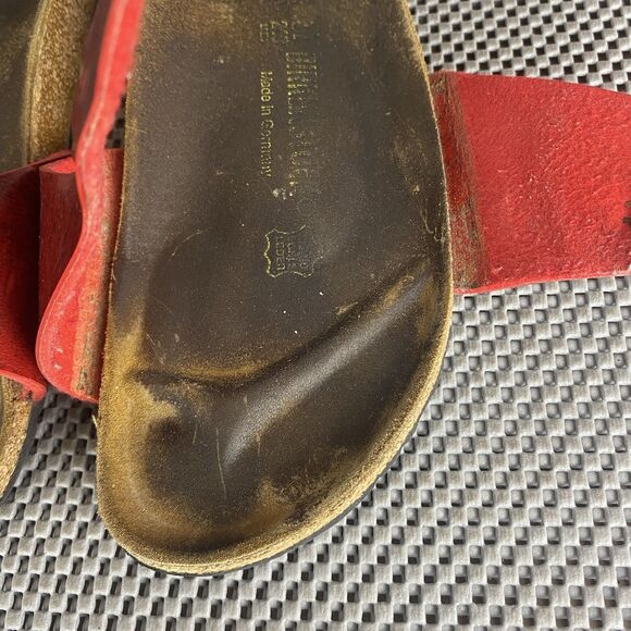 Birkenstock Madrid Sandals Womens 37 Red Buckle Slide On Casual Made In Germany - Picture 11 of 15